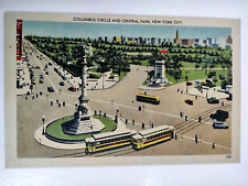 New York City NY Postcard Columbus Circle Central Park Trolly Buses Aerial View picture