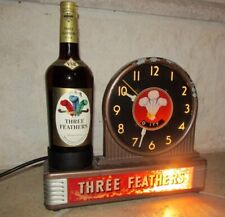 1940'S ART DECO THREE FEATHERS LIGHTED WHISKEY DISPLAY,  CLOCK, AND BOTTLE picture