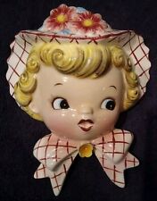 1956 Vintage Miss Dainty Lady Head Wall Pocket Planter 6767 Geo Z. Lefton  picture
