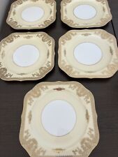 Set of FIVE Noritake Goldlea #5283 Square Salad/Dessert Plates 8