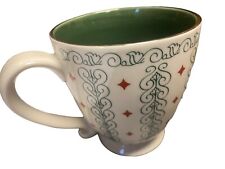 2003 Starbucks Barista Coffee Cup Mug White Green Interior Scroll-Red Diamonds picture