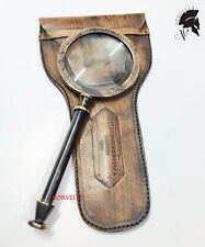 Antique brass magnifying glass heavy handheld magnifier glass vintage Gift picture