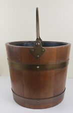 Antique Large England Oak and Copper Bucket with Insert 11