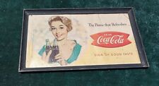 1940s Coca-Cola Advertising Sign. Cardboard w/ Orig. Frame. 21.5x37.5 picture