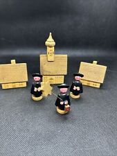 Vintage Erzgebirge Wooden Choir Carolers with Church Buildings Not Complete Set picture