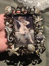 beautiful photo frame BySimon in marine style, metal, crystals, enamel. picture