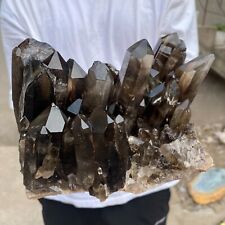 7.3lb Large Natural Black Smoky Quartz Crystal Cluster Rough Mineral Specimen picture