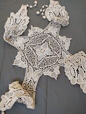 vintage linen lace needlework small  tablecloth embroidery item690 picture