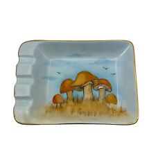 Vintage 1970's Ceramic Ashtray Mushrooms Collectible  Mid Century Modern Painted picture
