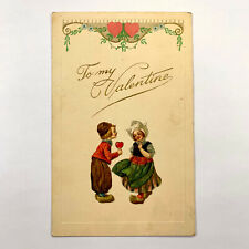 Postcard Valentine's Day Children Dutch Sweethearts 1910s Unposted Divided Back picture
