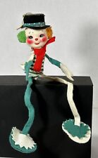 Vintage Rare Felt Snowman Wire Bendable Knee Hugger Sitter Green Christmas Japan picture