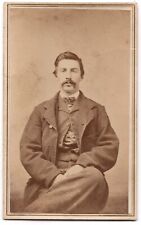 ANTIQUE CDV CIRCA 1860s A.J. PIERCE HANDSOME MAN WITH MUSTACHE ROCKLAND MAINE picture