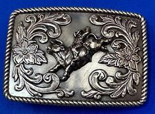 DBL Barrel Cowboy Saddle Bronc western metal belt buckle picture