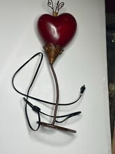 Vintage Red Heart Shaped  Metal Stem Accent Indoor Table Lamp Size 24 X 6 Inches picture