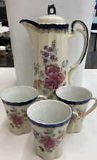 VINTAGE ESTABLISHED 1828 HOT CHOCOLATE 9.5”POT W/3 CUP SET MADE IN JAPAN picture