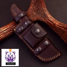 Handmade Leather Sheath Tracker Knife Horizontal Scout Carry Belt Loops AZ picture