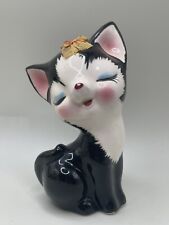 Vintage Ceramic Cat Smiling Kitsch 1960s Kitty 4.5” picture