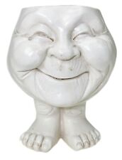 6” Smiling Muggly Face Granny Pot Dry Flower Vase Footed picture