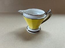 Vintage Fraunfelter Ohio Yellow/Silver Handle and Trim Cream Pitcher W/Handle  picture