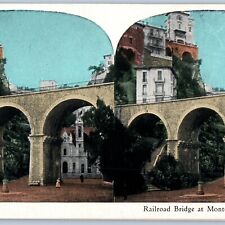 NICE c1900s Monte Carlo, Monaco Stone Railway Viaduct Litho Photo Stereoview V38 picture