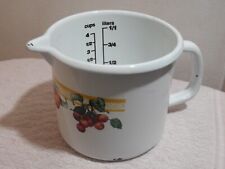 Vintage enameled measuring pot Enamel Jug Vase Pot Storage Kitchen Bathroom picture