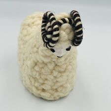 Chris Hantverk Folk Art Pure Wool Ram Sheep Figure Handmade picture