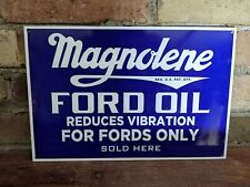 VINTAGE MAGNOLENE FORD MOTOR OIL ONLY PORCELAIN SIGN 8