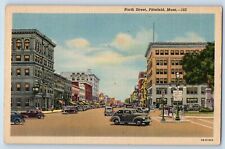 Pittsfield Massachusetts Postcard North Street Classic Cars Building 1940 Linen picture