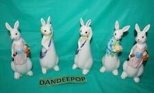 6 Piece Vintage Flomo Ceramic Bunnies Rabbits Figurines picture