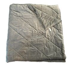 Pottery Barn Queen Full Size Gray Velvet Comforter Bedspread Quilt Blanket picture