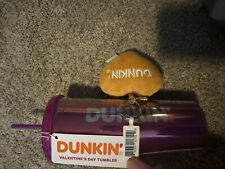 2024 Dunkin Donuts Valentine’s Day 24 Oz Iridescent Tumbler w/Heart Straw LID picture