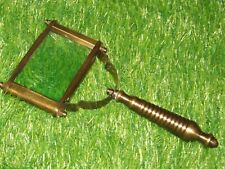 Vintage Antique Nautical Brass Rectangular Magnifying Glass Reading Magnifier picture