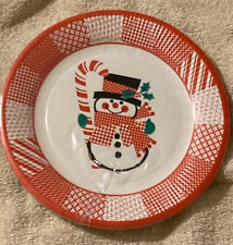 Christmas Gibson Party Paper Snowman With Candy Cane Red Varied Pattern Edge Nin picture