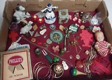junk drawer lot Vtg 50+ Items Dutch Bell Dogs Doll Ashtray Cigar Ceramic Buttons picture