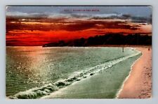 CA-California, Scenic Sunset on the Beach, Red Sky, Vintage Postcard picture