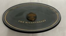 Vintage 1976 American Bicentenary Smoke Glass Plate w/ Bronze Medal, 8-3/8