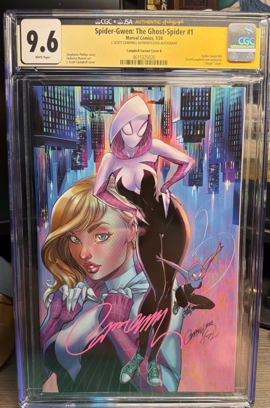 💫Spider-Gwen: The Ghost-Spider #1 CGC SS 9.6 Signed J. Scott Campbell Cover B 💫Spider-Gwen: The Ghost-Spider #1 CGC SS 9.6 Signed J. Scott Campbell Cover B