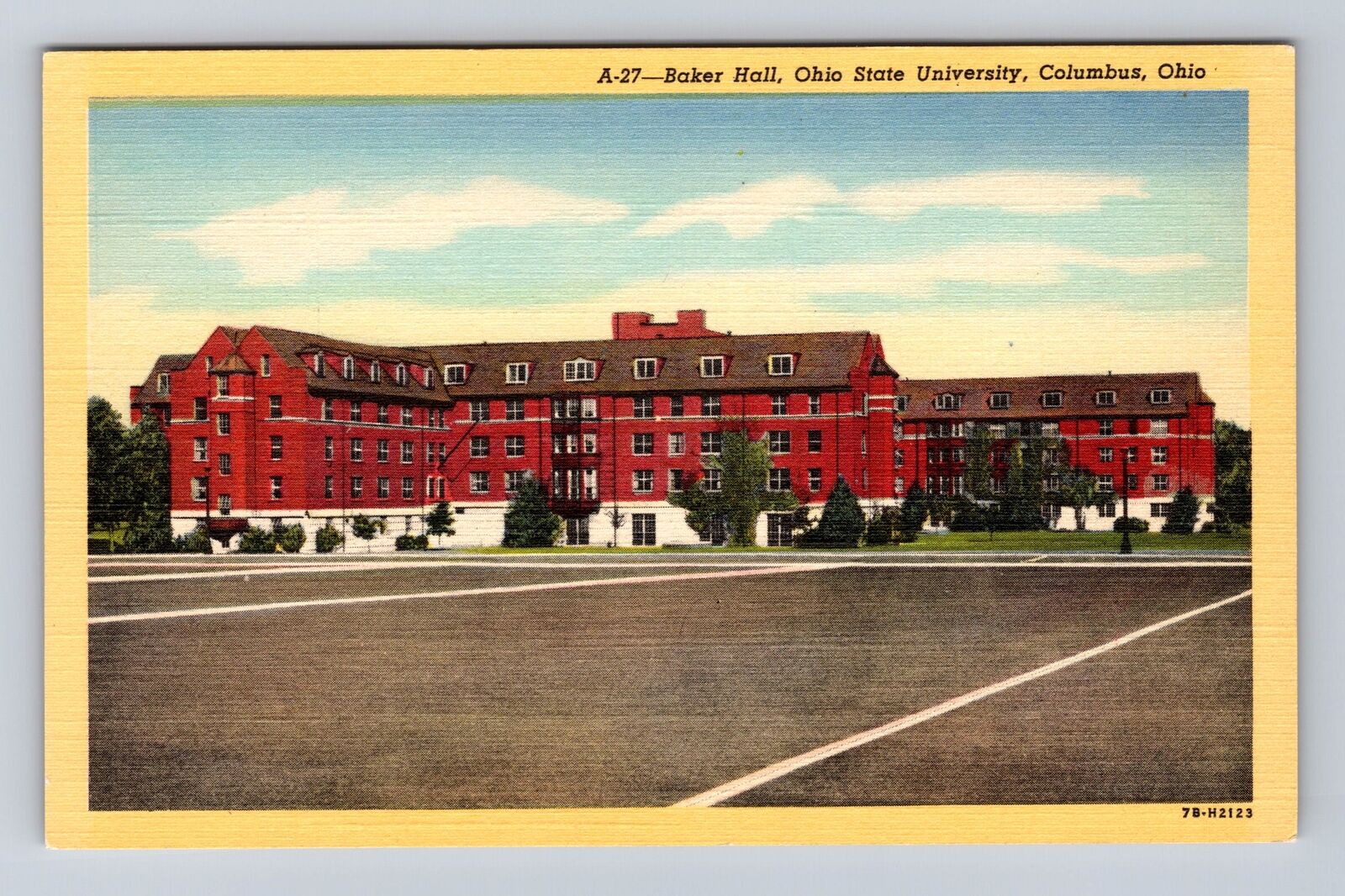 Columbus OH-Ohio, Baker Hall, Ohio State University, Vintage Souvenir Postcard
