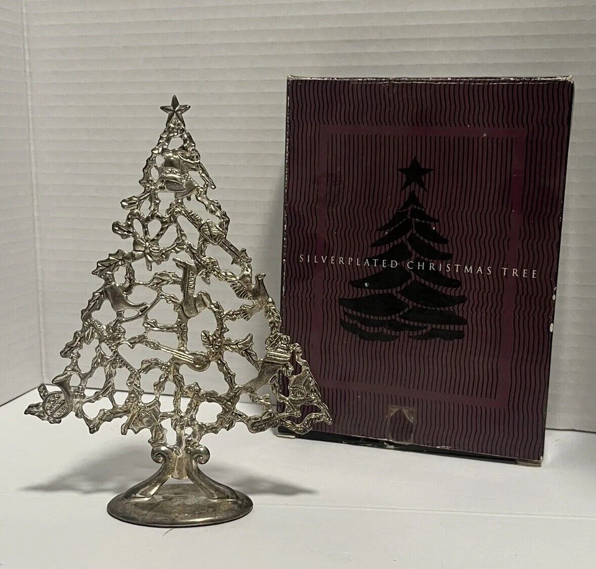 Vtg Musical instruments Christmas tree Silver Plated With Box