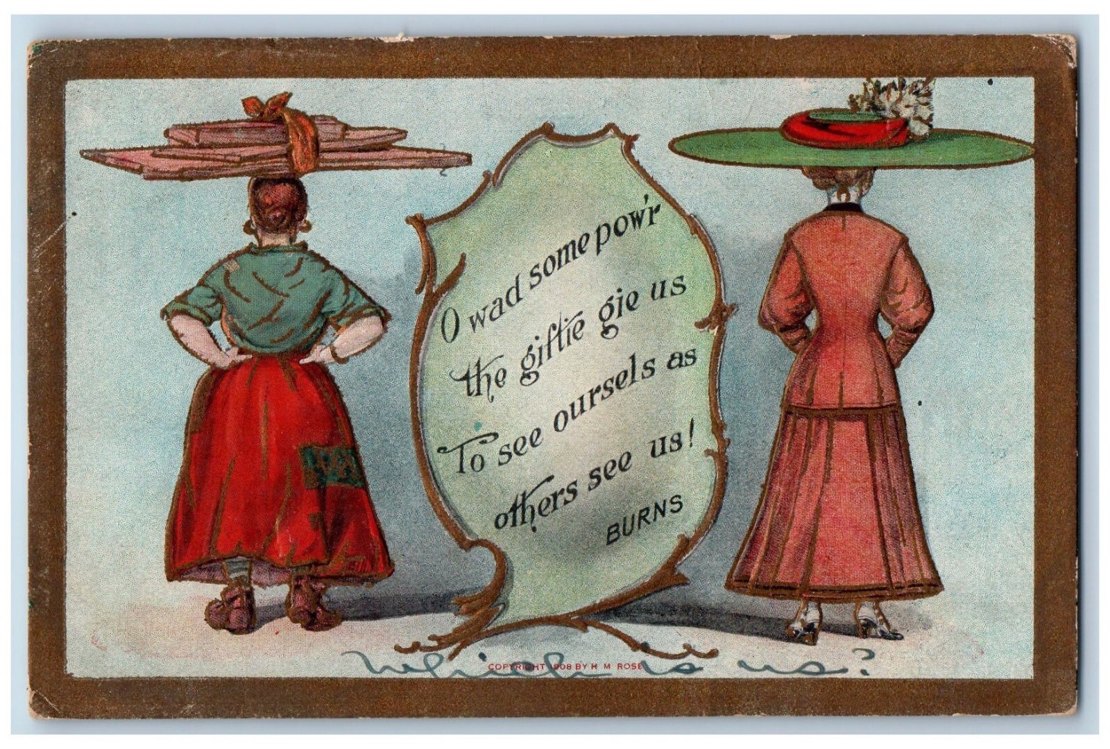 Covington Virginia VA Postcard Womens With Big Hat Embossed 1908 Posted Antique