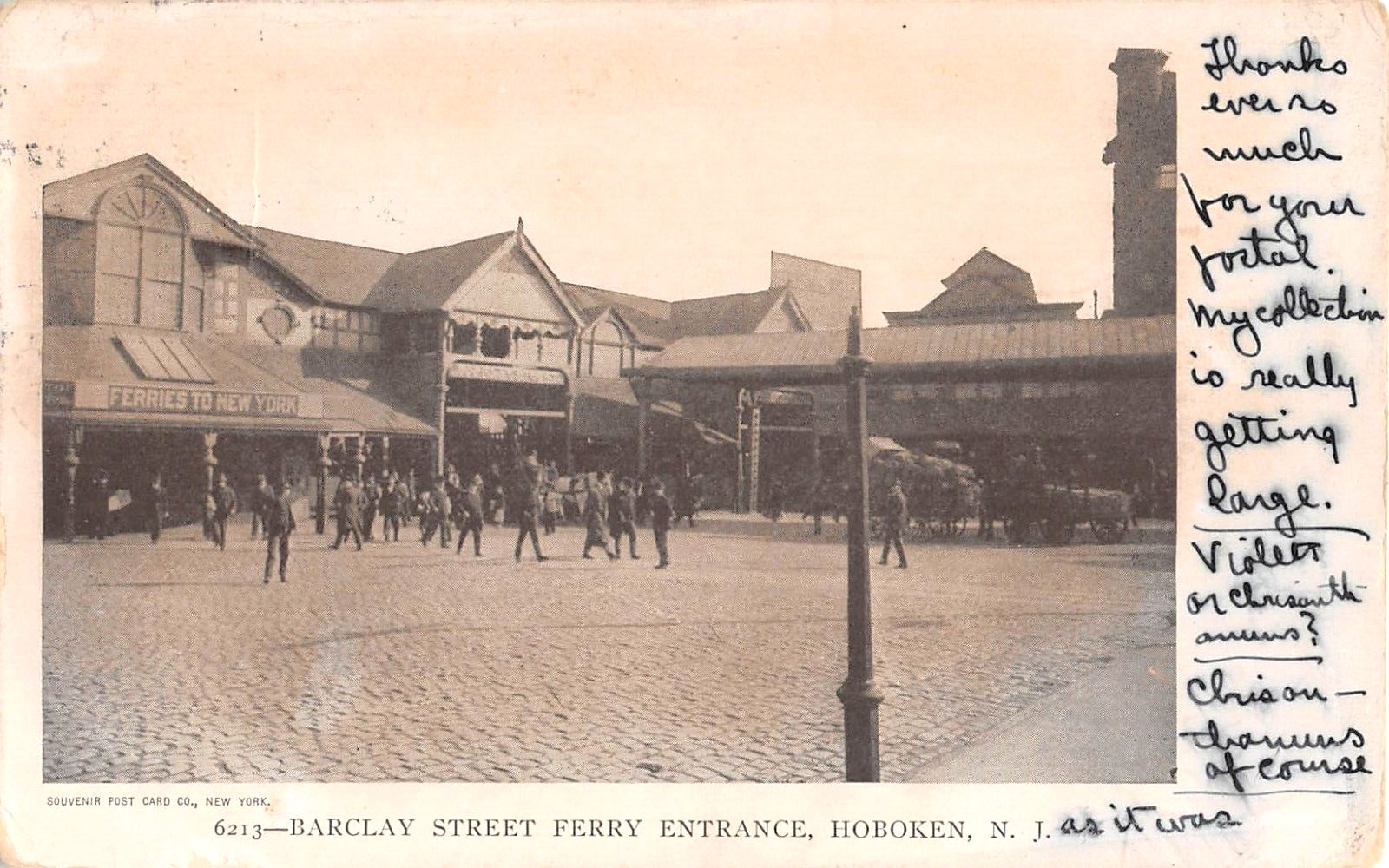 1905 Barclay St. Ferry Entrance Hoboken NJ post card