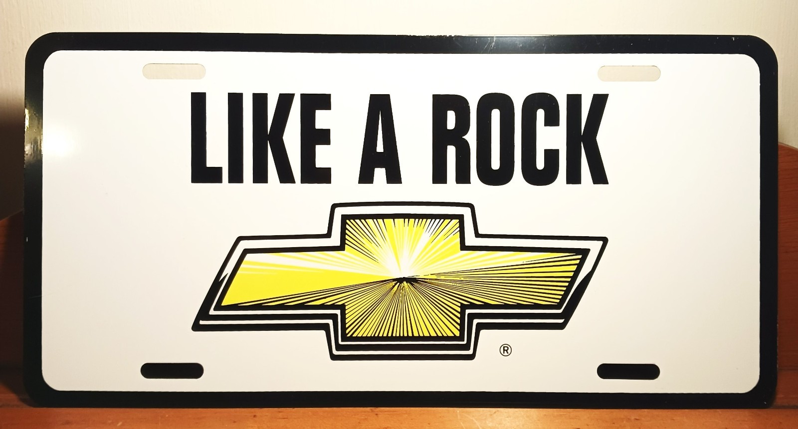 Vintage NOS 'Like A Rock' Chevrolet Chevy Bowtie Dealer Metal License Plate Vintage NOS 'Like A Rock' Chevrolet Chevy Bowtie Dealer Metal License Plate