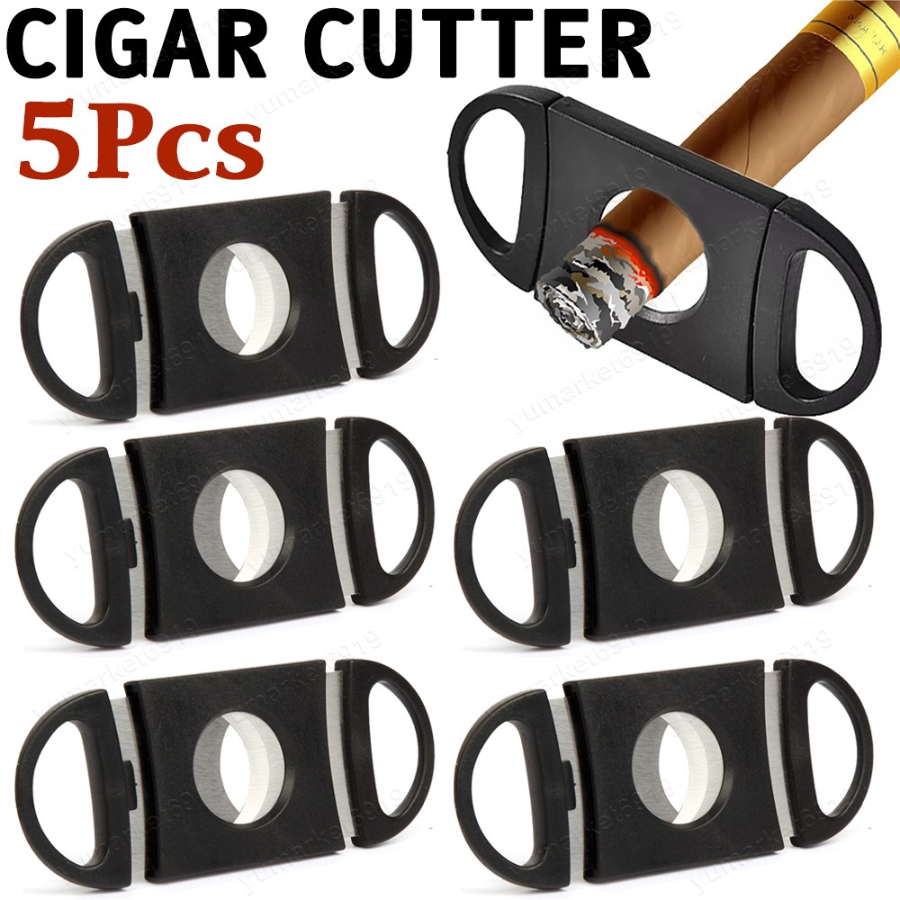 5 x Pocket Cigar Cutter Stainless Steel Double Blade Guillotine Knife Scissors