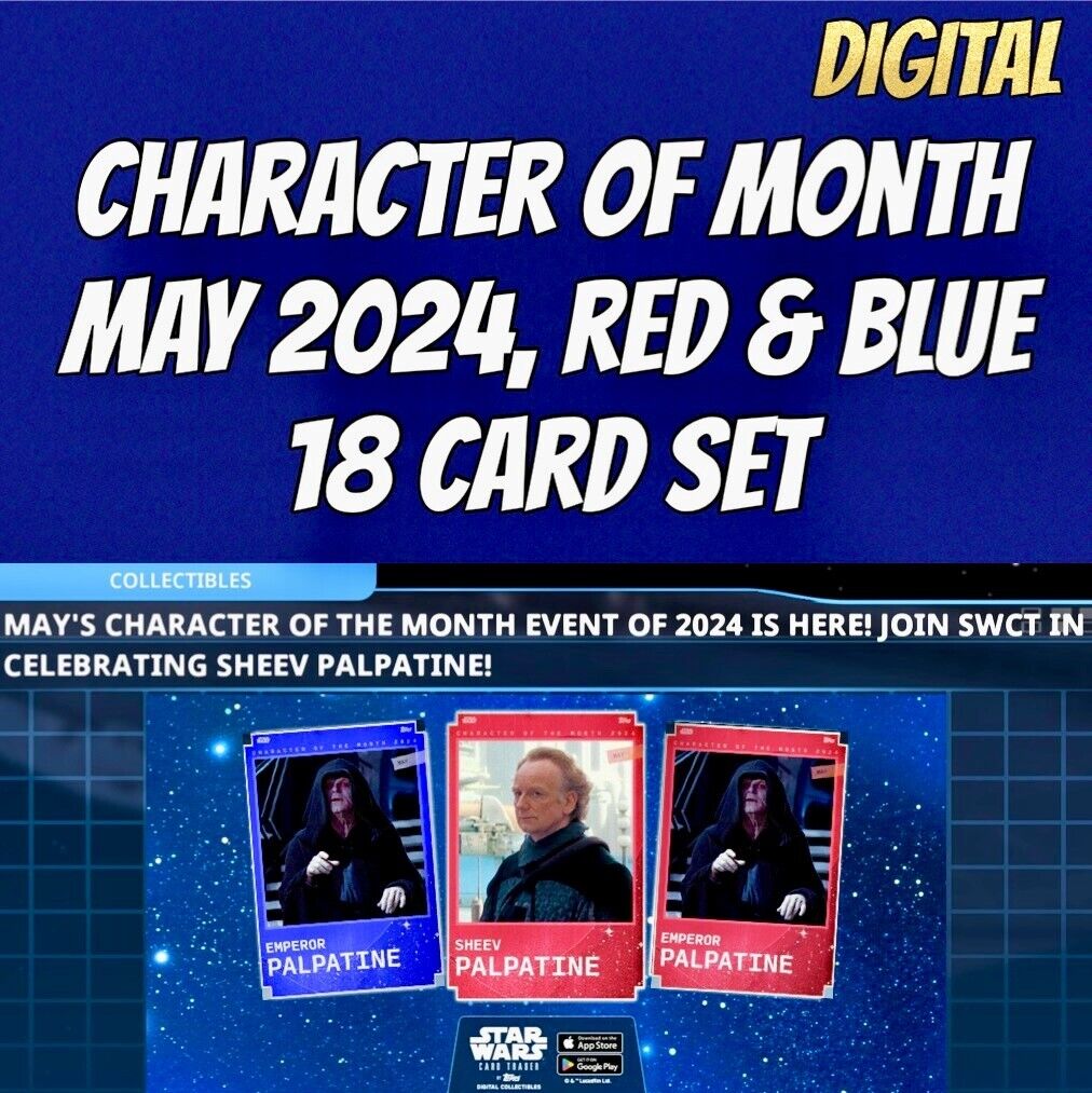 COTM Character of Month SHEEV PALPATINE Red/Blue Set Topps Star Wars Card Trader