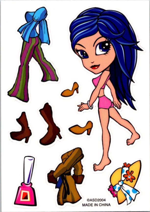 2004 ASD Bratz Vending Machine Sticker Paper Doll Style 4 1/4