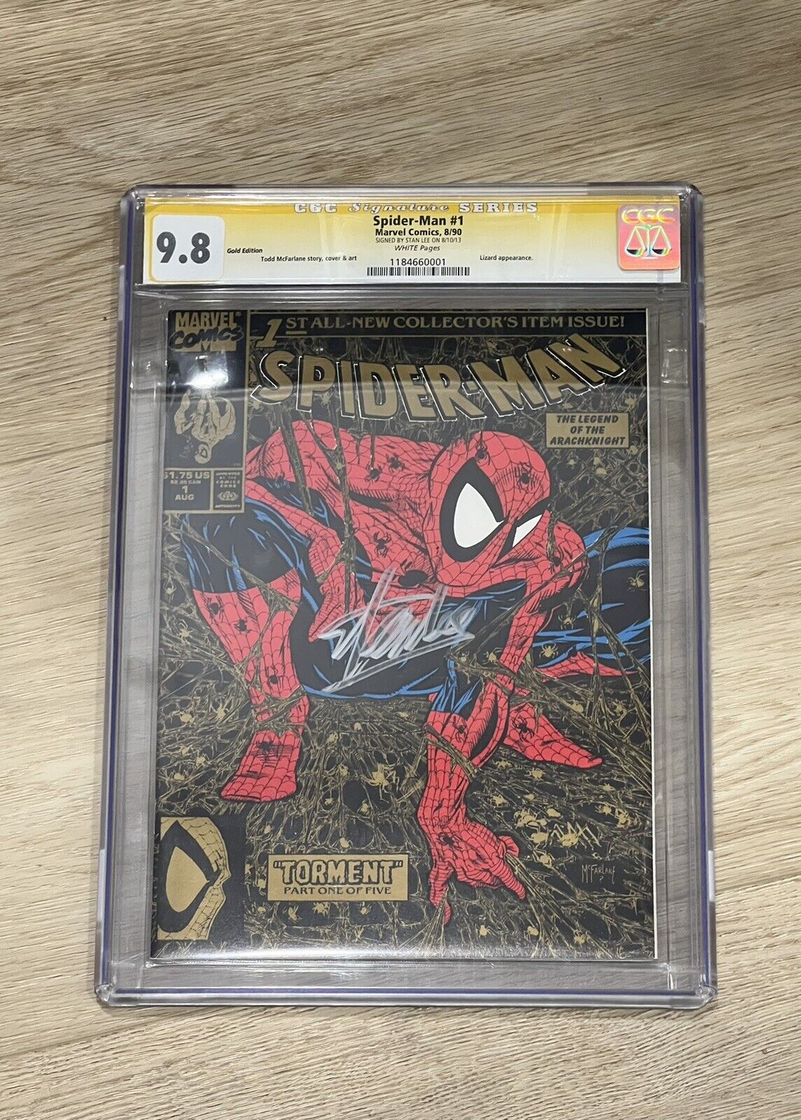Spider-Man #1 CGC 9.8 Gold Signed by STAN LEE, 1990 Torment, Rare