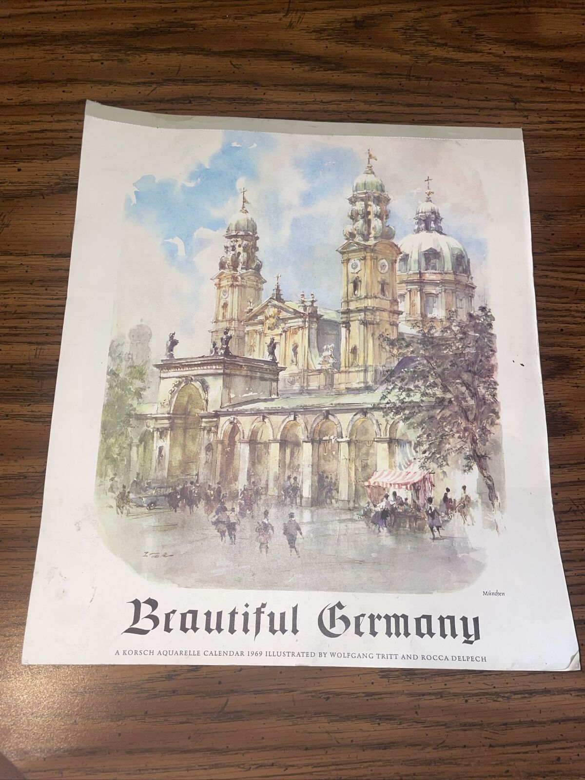 Vintage Rare 1969 NOS Beautiful Germany Calendar All Months 12 Watercolor Prints