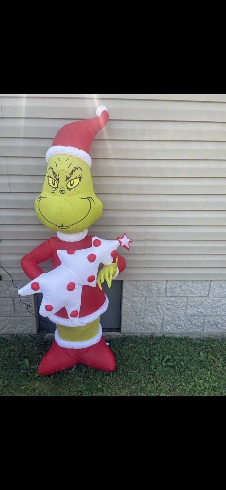 Gemmy Dr Seuss The Grinch LED Airblown Inflatable 6.5 Foot Tall Pleas Read**