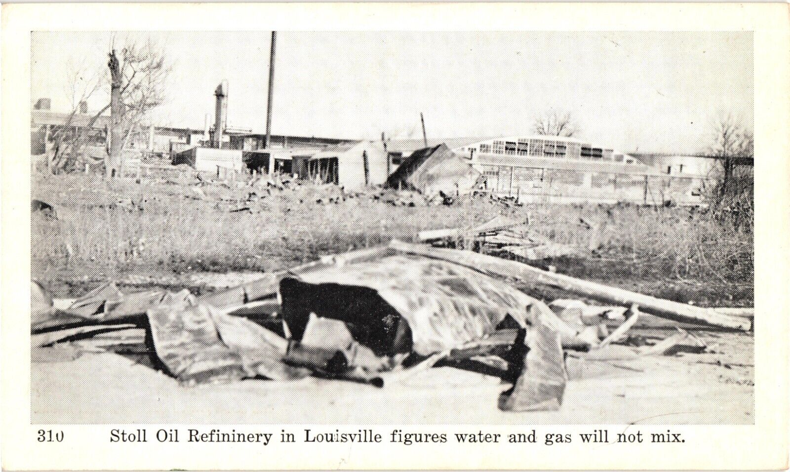 Stoll Oil Refinery Grounds after Flood Louisville Kentucky Postcard c1937