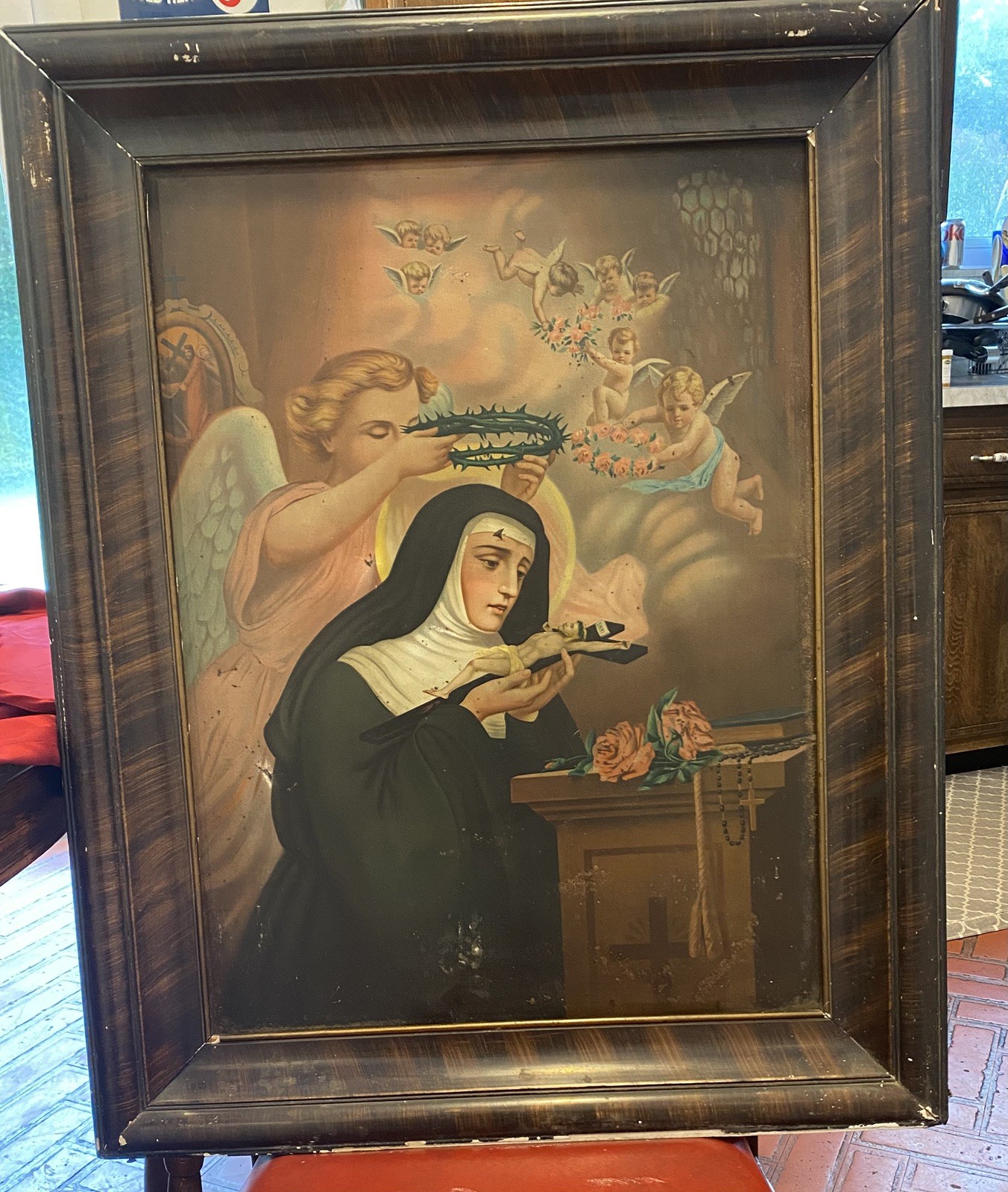VINTAGE ST RITA OF CASCIA LITHOGRAPHY with Frame VINTAGE ST RITA OF CASCIA LITHOGRAPHY with Frame